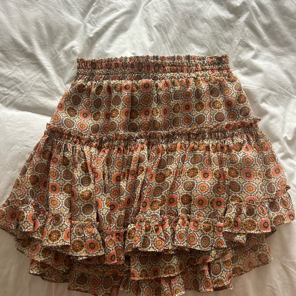 Misa Los Angeles Orange Floral Mini Skirt